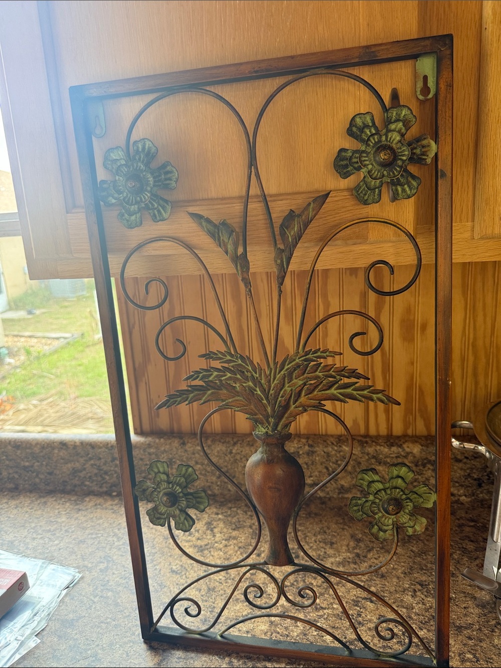 Hobby Lobby Metal Floral Wall Hook Panel in Green and Brown